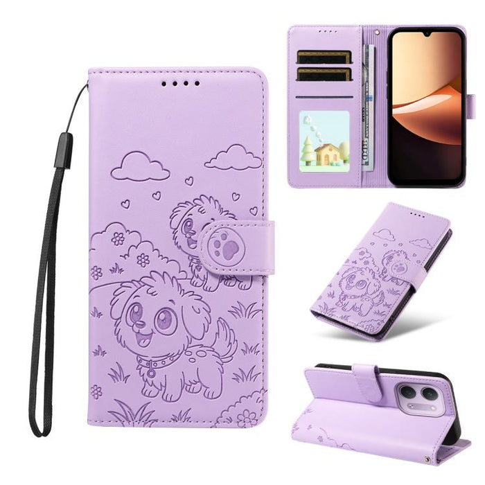 Funda de cuero para teléfono con bloqueo RFID y diseño de perro y corazón en relieve, For Redmi 15a Global, For Redmi Note 15 Pro+ 5G Global 163.3mm, For Redmi Note 15 4G / 5G Global 164mm, For Redmi K90 Pro Max / Poco F8 Ultra                         ...