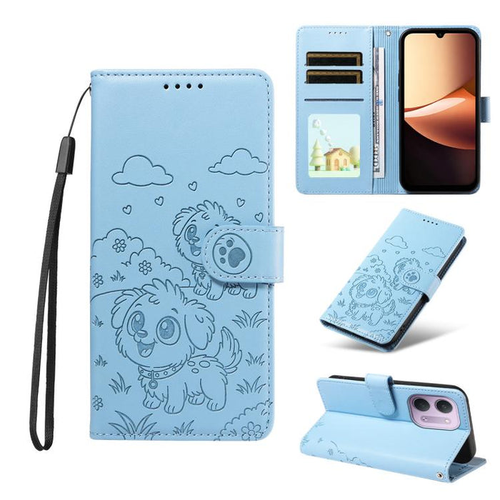 Funda de cuero para teléfono con bloqueo RFID y diseño de perro y corazón en relieve, For Redmi 15a Global, For Redmi Note 15 Pro+ 5G Global 163.3mm, For Redmi Note 15 4G / 5G Global 164mm, For Redmi K90 Pro Max / Poco F8 Ultra                         ...