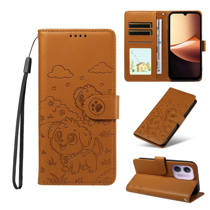 Funda de cuero para teléfono con bloqueo RFID y diseño de perro y corazón en relieve, For Redmi 15a Global, For Redmi Note 15 Pro+ 5G Global 163.3mm, For Redmi Note 15 4G / 5G Global 164mm, For Redmi K90 Pro Max / Poco F8 Ultra                         ...