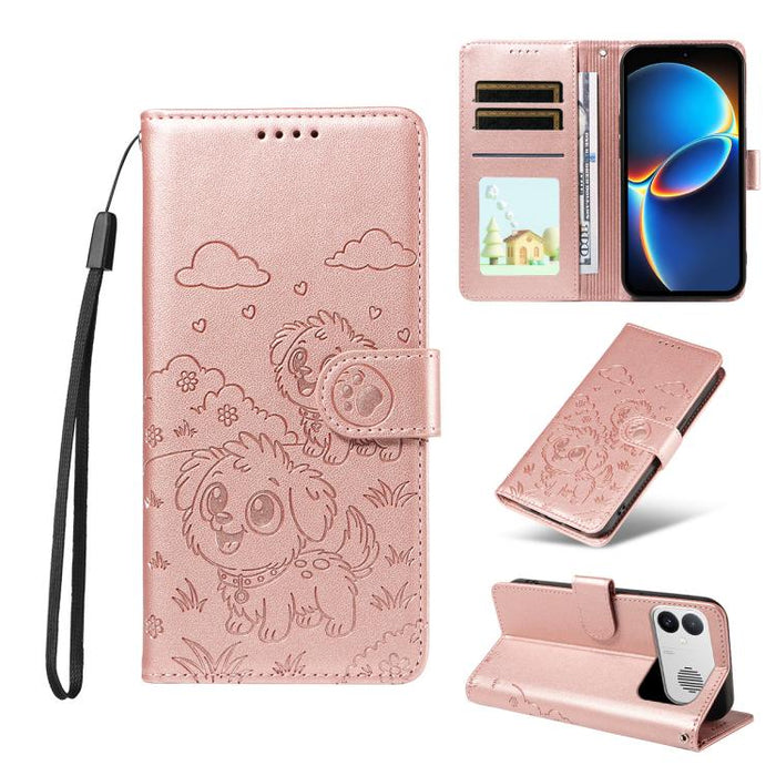 Funda de cuero para teléfono con bloqueo RFID y diseño de perro y corazón en relieve, For Redmi Note 17 4G / 5G Global 169.7mm, For Redmi 17C 5G, For Redmi Note 17 Pro+ 5G Global 163.4mm, For Redmi 17 4G / 5G Global 170mm                               ...