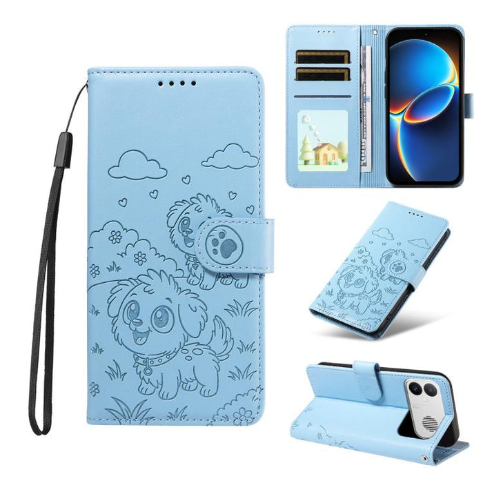 Funda de cuero para teléfono con bloqueo RFID y diseño de perro y corazón en relieve, For Redmi Note 17 4G / 5G Global 169.7mm, For Redmi 17C 5G, For Redmi Note 17 Pro+ 5G Global 163.4mm, For Redmi 17 4G / 5G Global 170mm                               ...