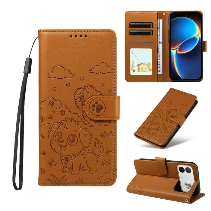 Funda de cuero para teléfono con bloqueo RFID y diseño de perro y corazón en relieve, For Redmi Note 17 4G / 5G Global 169.7mm, For Redmi 17C 5G, For Redmi Note 17 Pro+ 5G Global 163.4mm, For Redmi 17 4G / 5G Global 170mm                               ...