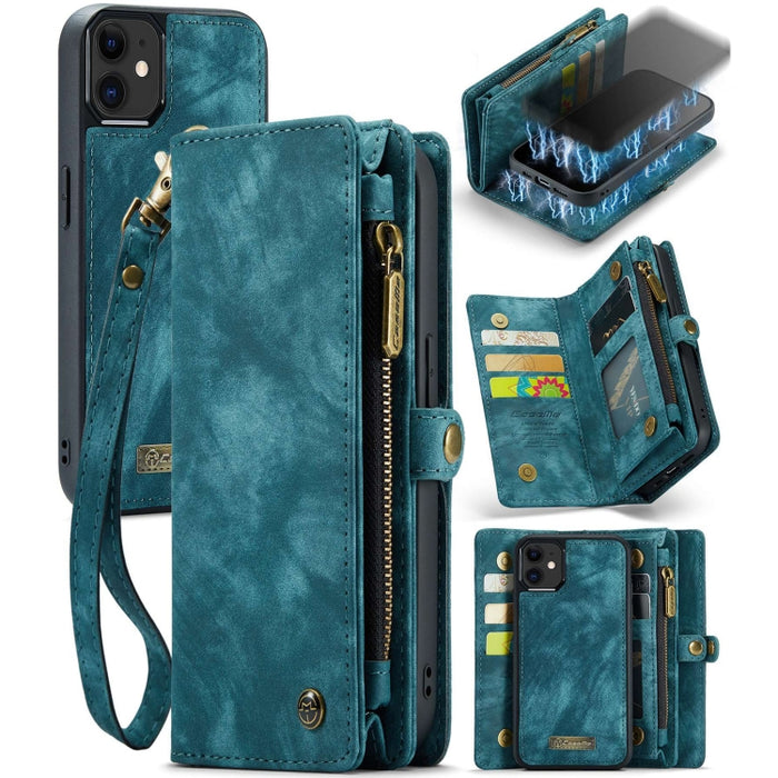 CaseMe-008 Estuche de cuero con tapa horizontal multifuncional desmontable con ranura para tarjeta y soporte y billetera con cremallera y marco de fotos, For iPhone 12 mini, For iPhone 12 / 12 Pro, For iPhone 12 Pro Max