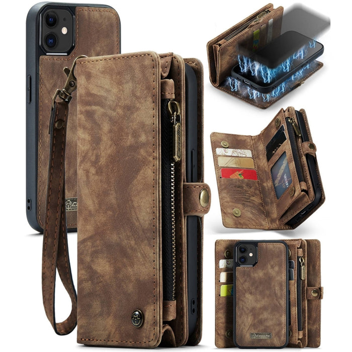 CaseMe-008 Estuche de cuero con tapa horizontal multifuncional desmontable con ranura para tarjeta y soporte y billetera con cremallera y marco de fotos, For iPhone 12 mini, For iPhone 12 / 12 Pro, For iPhone 12 Pro Max