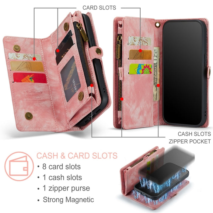 CaseMe-008 Estuche de cuero con tapa horizontal multifuncional desmontable con ranura para tarjeta y soporte y billetera con cremallera y marco de fotos, For iPhone 12 mini, For iPhone 12 / 12 Pro, For iPhone 12 Pro Max