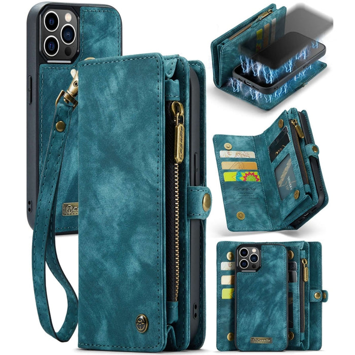 CaseMe-008 Estuche de cuero con tapa horizontal multifuncional desmontable con ranura para tarjeta y soporte y billetera con cremallera y marco de fotos, For iPhone 12 mini, For iPhone 12 / 12 Pro, For iPhone 12 Pro Max