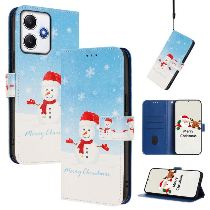 Funda para teléfono de piel con hebilla de la serie navideña y correa de mano., For Redmi 14C 4G / A4 5G / 14R 5G / A3 Pro, For Redmi K70 Ultra 5G, For Redmi A3 4G / A3x 4G, For Redmi 13C 4G / 5G / Xiaomi Poco C65 / M6, For Redmi Note 13 4G Global     ...