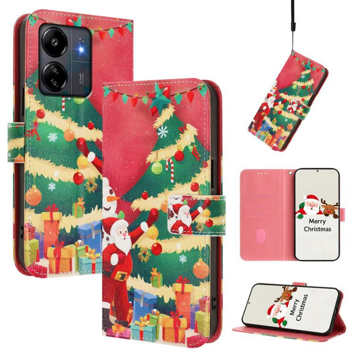 Funda para teléfono de piel con hebilla de la serie navideña y correa de mano., For Redmi 14C 4G / A4 5G / 14R 5G / A3 Pro, For Redmi K70 Ultra 5G, For Redmi A3 4G / A3x 4G, For Redmi 13C 4G / 5G / Xiaomi Poco C65 / M6, For Redmi Note 13 4G Global     ...