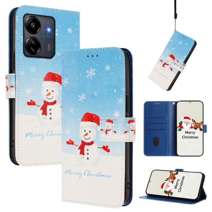 Funda para teléfono de piel con hebilla de la serie navideña y correa de mano., For Redmi 14C 4G / A4 5G / 14R 5G / A3 Pro, For Redmi K70 Ultra 5G, For Redmi A3 4G / A3x 4G, For Redmi 13C 4G / 5G / Xiaomi Poco C65 / M6, For Redmi Note 13 4G Global     ...
