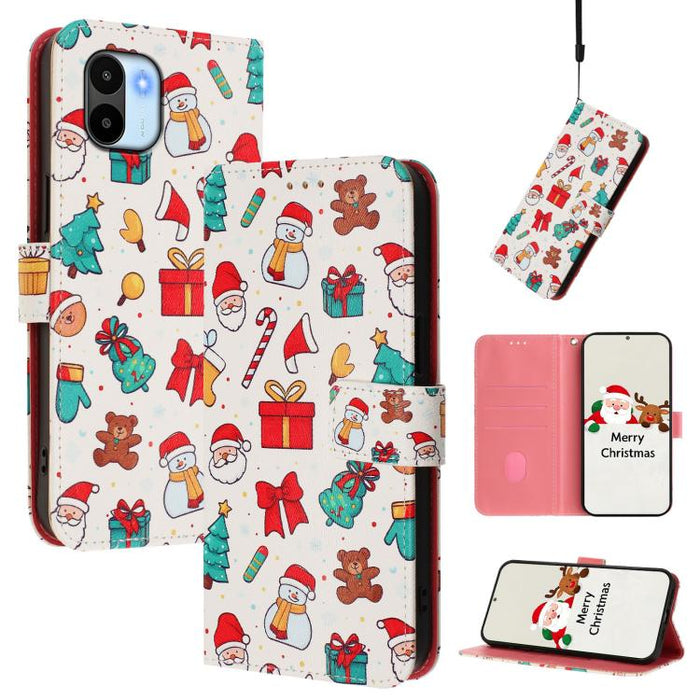 Funda para teléfono de piel con hebilla de la serie navideña y correa de mano., For Redmi A1 4G / A2 4G, For Redmi Note 12 Pro+ 5G Global, For Redmi Note 12 5G Global / Xiaomi Poco X5, For Redmi 10 5G / Note 11E 5G, For Redmi Note 11 Pro+ 5G EU        ...