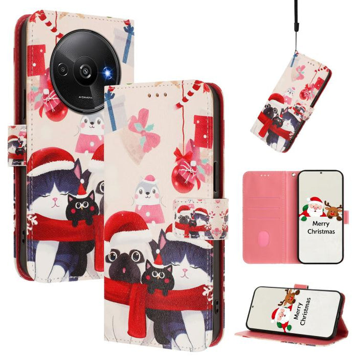 Funda para teléfono de piel con hebilla de la serie navideña y correa de mano., For Redmi 14C 4G / A4 5G / 14R 5G / A3 Pro, For Redmi K70 Ultra 5G, For Redmi A3 4G / A3x 4G, For Redmi 13C 4G / 5G / Xiaomi Poco C65 / M6, For Redmi Note 13 4G Global     ...