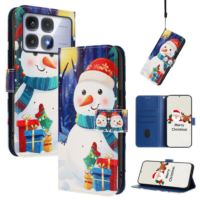 Funda para teléfono de piel con hebilla de la serie navideña y correa de mano., For Redmi 14C 4G / A4 5G / 14R 5G / A3 Pro, For Redmi K70 Ultra 5G, For Redmi A3 4G / A3x 4G, For Redmi 13C 4G / 5G / Xiaomi Poco C65 / M6, For Redmi Note 13 4G Global     ...