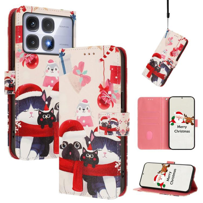 Funda para teléfono de piel con hebilla de la serie navideña y correa de mano., For Redmi 14C 4G / A4 5G / 14R 5G / A3 Pro, For Redmi K70 Ultra 5G, For Redmi A3 4G / A3x 4G, For Redmi 13C 4G / 5G / Xiaomi Poco C65 / M6, For Redmi Note 13 4G Global     ...