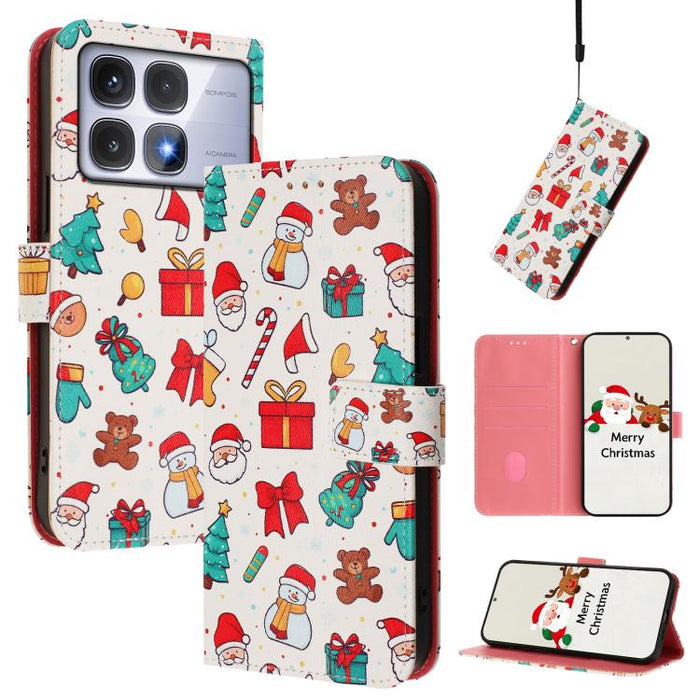 Funda para teléfono de piel con hebilla de la serie navideña y correa de mano., For Redmi 14C 4G / A4 5G / 14R 5G / A3 Pro, For Redmi K70 Ultra 5G, For Redmi A3 4G / A3x 4G, For Redmi 13C 4G / 5G / Xiaomi Poco C65 / M6, For Redmi Note 13 4G Global     ...