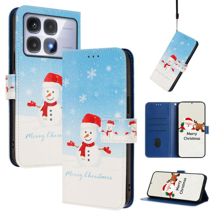 Funda para teléfono de piel con hebilla de la serie navideña y correa de mano., For Redmi 14C 4G / A4 5G / 14R 5G / A3 Pro, For Redmi K70 Ultra 5G, For Redmi A3 4G / A3x 4G, For Redmi 13C 4G / 5G / Xiaomi Poco C65 / M6, For Redmi Note 13 4G Global     ...