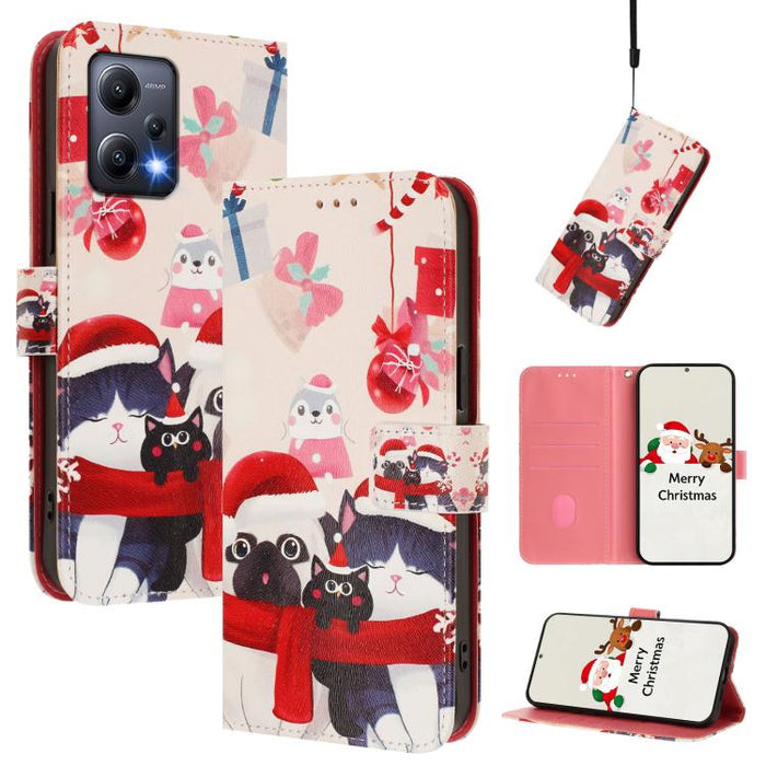 Funda para teléfono de piel con hebilla de la serie navideña y correa de mano., For Redmi A1 4G / A2 4G, For Redmi Note 12 Pro+ 5G Global, For Redmi Note 12 5G Global / Xiaomi Poco X5, For Redmi 10 5G / Note 11E 5G, For Redmi Note 11 Pro+ 5G EU        ...