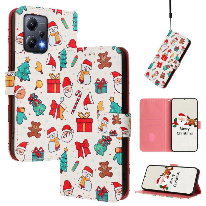 Funda para teléfono de piel con hebilla de la serie navideña y correa de mano., For Redmi A1 4G / A2 4G, For Redmi Note 12 Pro+ 5G Global, For Redmi Note 12 5G Global / Xiaomi Poco X5, For Redmi 10 5G / Note 11E 5G, For Redmi Note 11 Pro+ 5G EU        ...