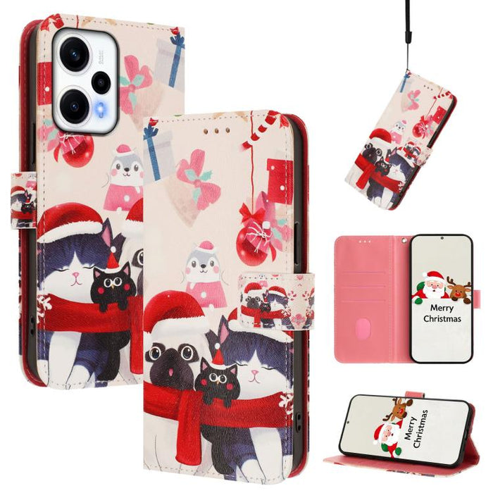 Funda para teléfono de piel con hebilla de la serie navideña y correa de mano., For Redmi 14C 4G / A4 5G / 14R 5G / A3 Pro, For Redmi K70 Ultra 5G, For Redmi A3 4G / A3x 4G, For Redmi 13C 4G / 5G / Xiaomi Poco C65 / M6, For Redmi Note 13 4G Global     ...