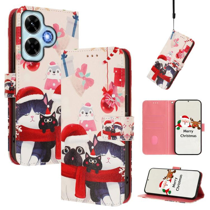 Funda para teléfono de piel con hebilla de la serie navideña y correa de mano., For Redmi 14C 4G / A4 5G / 14R 5G / A3 Pro, For Redmi K70 Ultra 5G, For Redmi A3 4G / A3x 4G, For Redmi 13C 4G / 5G / Xiaomi Poco C65 / M6, For Redmi Note 13 4G Global     ...