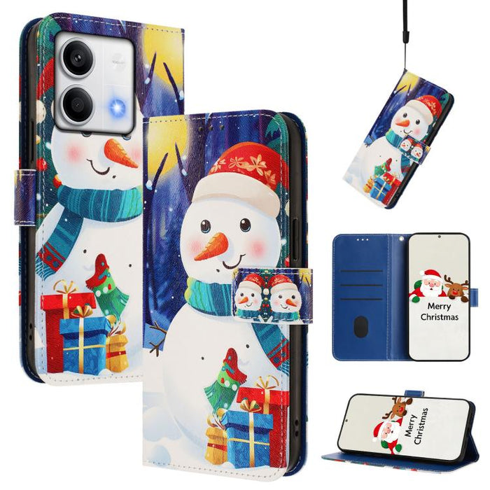 Funda para teléfono de piel con hebilla de la serie navideña y correa de mano., For Redmi 14C 4G / A4 5G / 14R 5G / A3 Pro, For Redmi K70 Ultra 5G, For Redmi A3 4G / A3x 4G, For Redmi 13C 4G / 5G / Xiaomi Poco C65 / M6, For Redmi Note 13 4G Global     ...