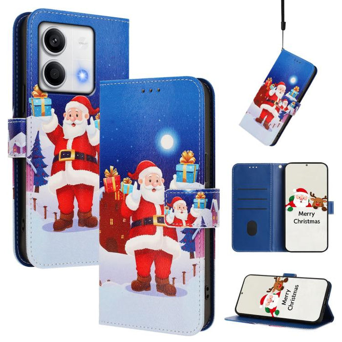 Funda para teléfono de piel con hebilla de la serie navideña y correa de mano., For Redmi 14C 4G / A4 5G / 14R 5G / A3 Pro, For Redmi K70 Ultra 5G, For Redmi A3 4G / A3x 4G, For Redmi 13C 4G / 5G / Xiaomi Poco C65 / M6, For Redmi Note 13 4G Global     ...
