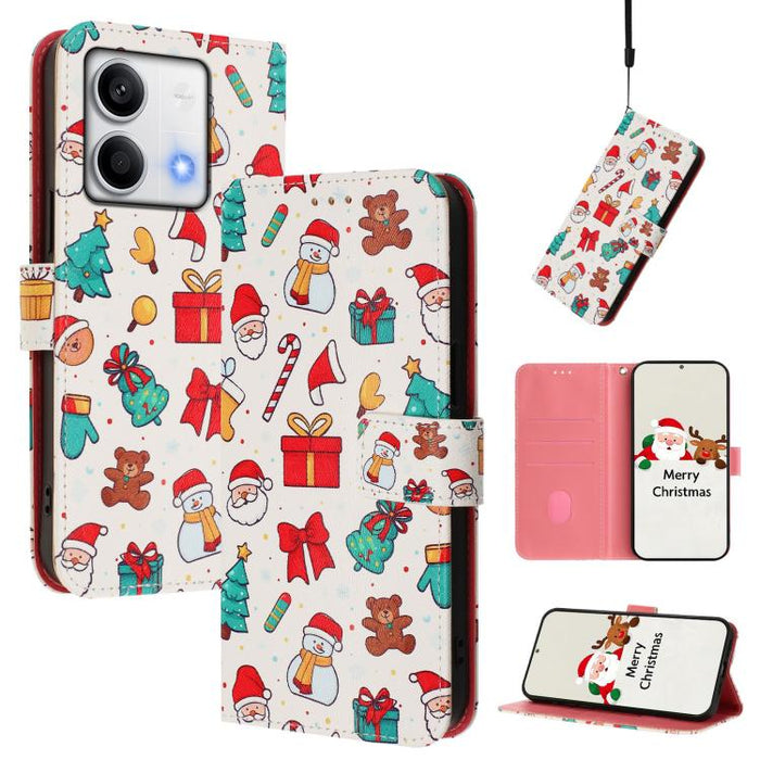 Funda para teléfono de piel con hebilla de la serie navideña y correa de mano., For Redmi 14C 4G / A4 5G / 14R 5G / A3 Pro, For Redmi K70 Ultra 5G, For Redmi A3 4G / A3x 4G, For Redmi 13C 4G / 5G / Xiaomi Poco C65 / M6, For Redmi Note 13 4G Global     ...