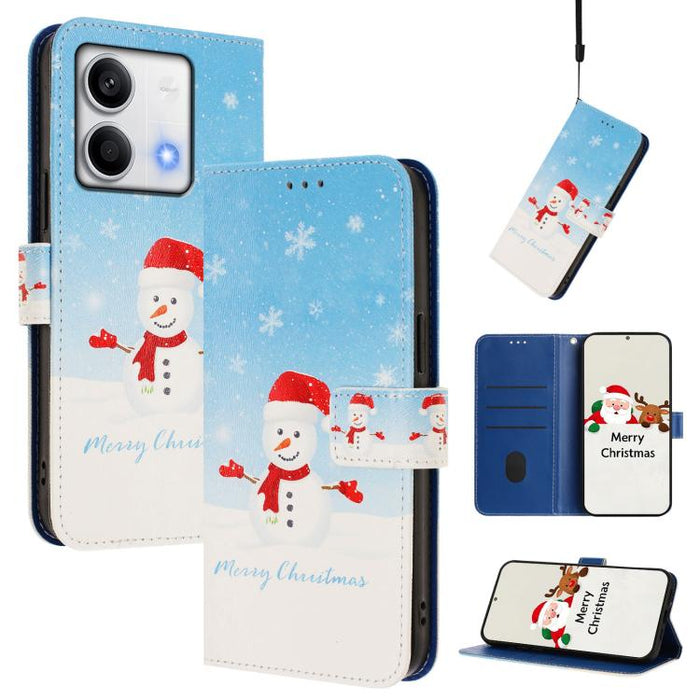 Funda para teléfono de piel con hebilla de la serie navideña y correa de mano., For Redmi 14C 4G / A4 5G / 14R 5G / A3 Pro, For Redmi K70 Ultra 5G, For Redmi A3 4G / A3x 4G, For Redmi 13C 4G / 5G / Xiaomi Poco C65 / M6, For Redmi Note 13 4G Global     ...