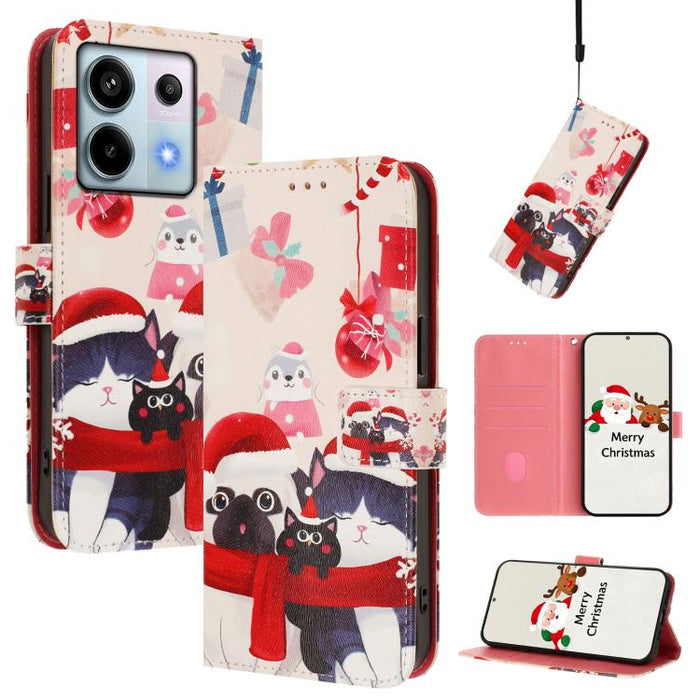 Funda para teléfono de piel con hebilla de la serie navideña y correa de mano., For Redmi 14C 4G / A4 5G / 14R 5G / A3 Pro, For Redmi K70 Ultra 5G, For Redmi A3 4G / A3x 4G, For Redmi 13C 4G / 5G / Xiaomi Poco C65 / M6, For Redmi Note 13 4G Global     ...