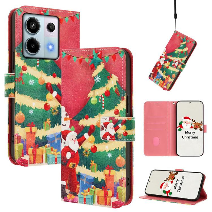 Funda para teléfono de piel con hebilla de la serie navideña y correa de mano., For Redmi 14C 4G / A4 5G / 14R 5G / A3 Pro, For Redmi K70 Ultra 5G, For Redmi A3 4G / A3x 4G, For Redmi 13C 4G / 5G / Xiaomi Poco C65 / M6, For Redmi Note 13 4G Global     ...