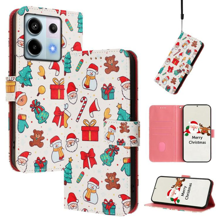 Funda para teléfono de piel con hebilla de la serie navideña y correa de mano., For Redmi 14C 4G / A4 5G / 14R 5G / A3 Pro, For Redmi K70 Ultra 5G, For Redmi A3 4G / A3x 4G, For Redmi 13C 4G / 5G / Xiaomi Poco C65 / M6, For Redmi Note 13 4G Global     ...