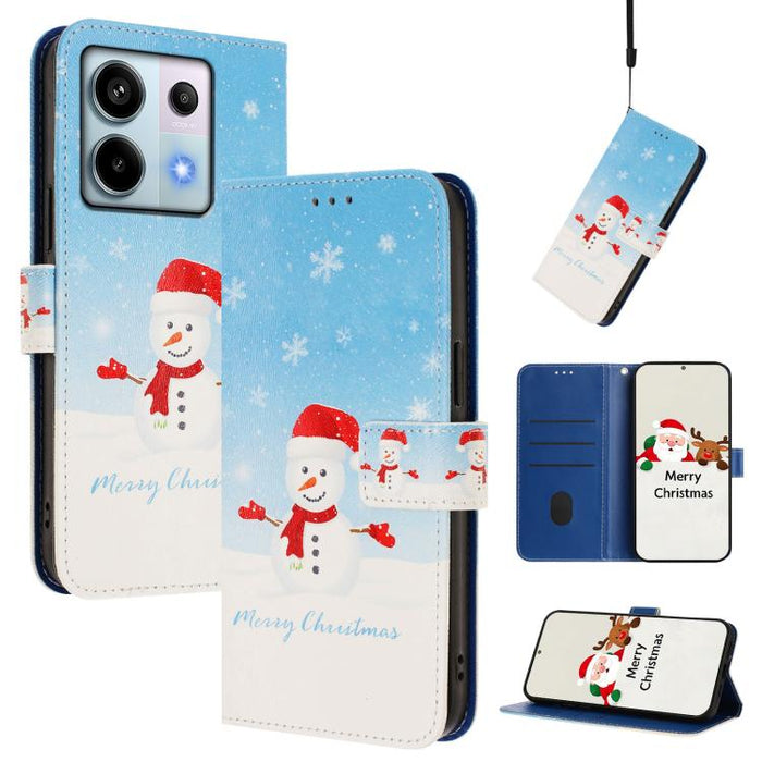 Funda para teléfono de piel con hebilla de la serie navideña y correa de mano., For Redmi 14C 4G / A4 5G / 14R 5G / A3 Pro, For Redmi K70 Ultra 5G, For Redmi A3 4G / A3x 4G, For Redmi 13C 4G / 5G / Xiaomi Poco C65 / M6, For Redmi Note 13 4G Global     ...