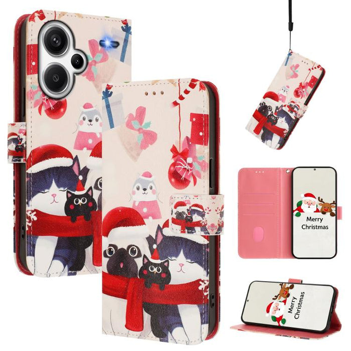 Funda para teléfono de piel con hebilla de la serie navideña y correa de mano., For Redmi 14C 4G / A4 5G / 14R 5G / A3 Pro, For Redmi K70 Ultra 5G, For Redmi A3 4G / A3x 4G, For Redmi 13C 4G / 5G / Xiaomi Poco C65 / M6, For Redmi Note 13 4G Global     ...