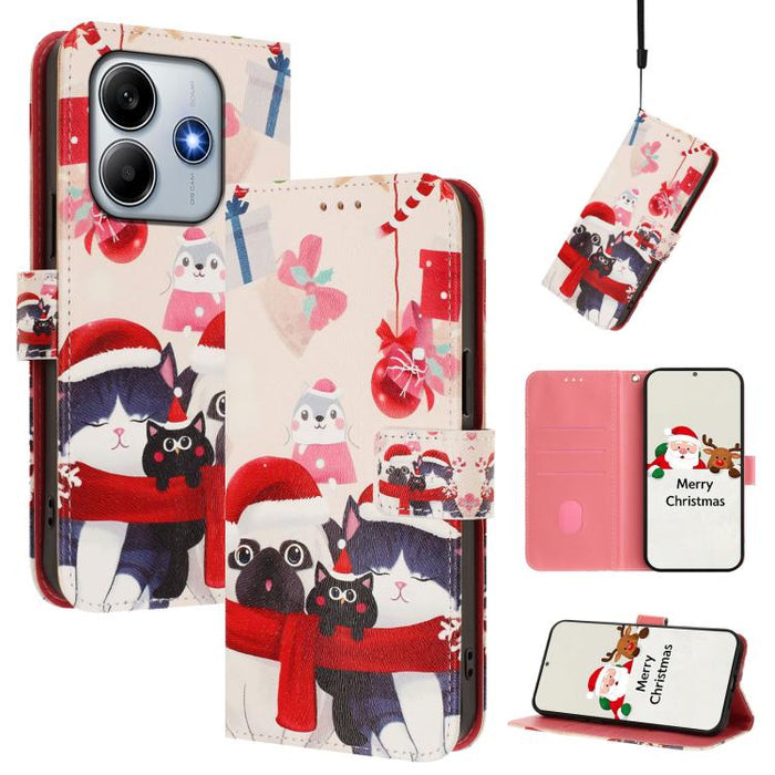 Funda para teléfono de piel con hebilla de la serie navideña y correa de mano., For Redmi Note 15 Pro+ 5G 163.3mm/Poco M8 Pro 5G, For Redmi Note 15 5G / 4G 164mm / Poco M8 5G, For Redmi 15C 5G / 4G EU 173mm / Poco C85 5G, For Xiaomi Poco M7 4G 169mm   ...