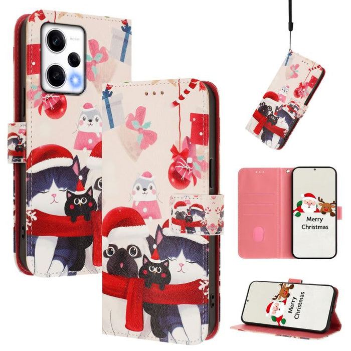 Funda para teléfono de piel con hebilla de la serie navideña y correa de mano., For Redmi A1 4G / A2 4G, For Redmi Note 12 Pro+ 5G Global, For Redmi Note 12 5G Global / Xiaomi Poco X5, For Redmi 10 5G / Note 11E 5G, For Redmi Note 11 Pro+ 5G EU        ...