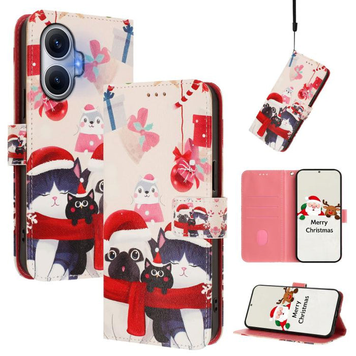 Funda para teléfono de piel con hebilla de la serie navideña y correa de mano., For Xiaomi 15T Pro 5G, For Xiaomi 15T 5G, For Xiaomi 15S Pro 5G, For Xiaomi Poco F7 / Redmi Turbo 4 Pro, For Xiaomi Poco F7 Ultra / Redmi K80 Pro                           ...