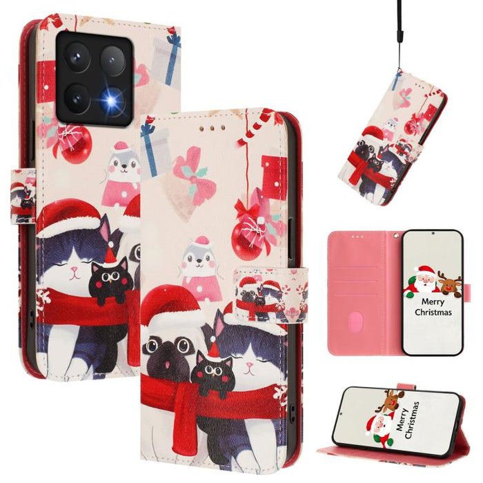 Funda para teléfono de piel con hebilla de la serie navideña y correa de mano., For Xiaomi 15T Pro 5G, For Xiaomi 15T 5G, For Xiaomi 15S Pro 5G, For Xiaomi Poco F7 / Redmi Turbo 4 Pro, For Xiaomi Poco F7 Ultra / Redmi K80 Pro                           ...