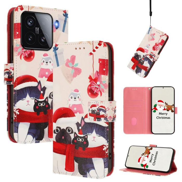 Funda para teléfono de piel con hebilla de la serie navideña y correa de mano., For Xiaomi 15T Pro 5G, For Xiaomi 15T 5G, For Xiaomi 15S Pro 5G, For Xiaomi Poco F7 / Redmi Turbo 4 Pro, For Xiaomi Poco F7 Ultra / Redmi K80 Pro                           ...