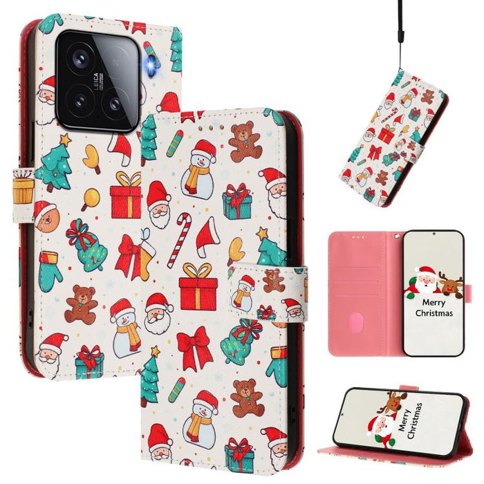 Funda para teléfono de piel con hebilla de la serie navideña y correa de mano., For Xiaomi 15T Pro 5G, For Xiaomi 15T 5G, For Xiaomi 15S Pro 5G, For Xiaomi Poco F7 / Redmi Turbo 4 Pro, For Xiaomi Poco F7 Ultra / Redmi K80 Pro                           ...