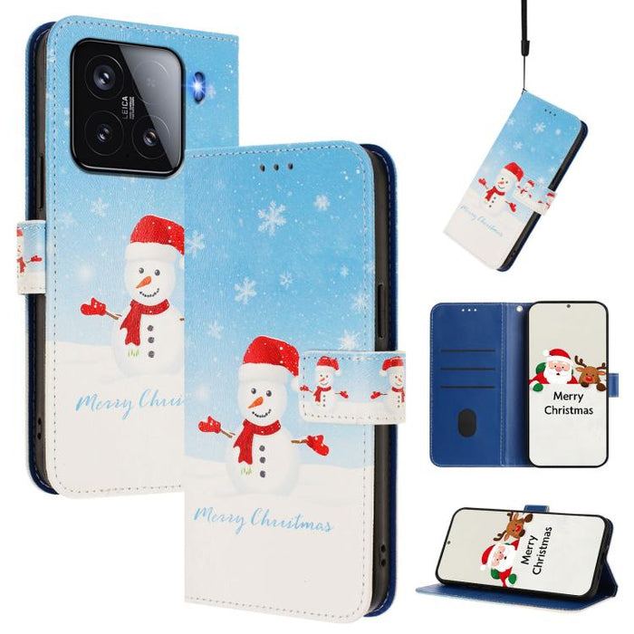 Funda para teléfono de piel con hebilla de la serie navideña y correa de mano., For Xiaomi 15T Pro 5G, For Xiaomi 15T 5G, For Xiaomi 15S Pro 5G, For Xiaomi Poco F7 / Redmi Turbo 4 Pro, For Xiaomi Poco F7 Ultra / Redmi K80 Pro                           ...