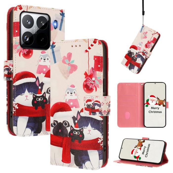 Funda para teléfono de piel con hebilla de la serie navideña y correa de mano., For Xiaomi 15T Pro 5G, For Xiaomi 15T 5G, For Xiaomi 15S Pro 5G, For Xiaomi Poco F7 / Redmi Turbo 4 Pro, For Xiaomi Poco F7 Ultra / Redmi K80 Pro                           ...