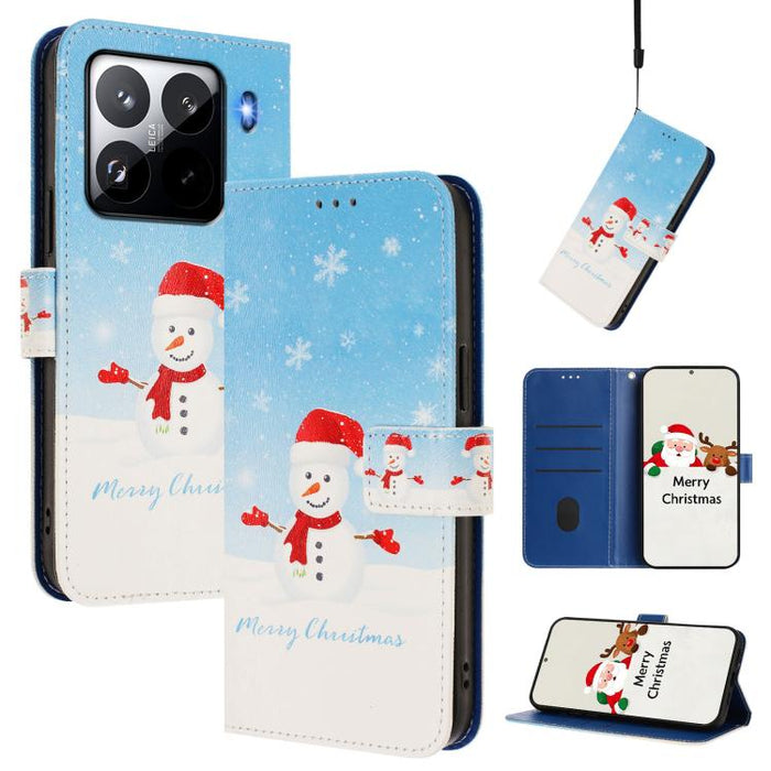 Funda para teléfono de piel con hebilla de la serie navideña y correa de mano., For Xiaomi 15T Pro 5G, For Xiaomi 15T 5G, For Xiaomi 15S Pro 5G, For Xiaomi Poco F7 / Redmi Turbo 4 Pro, For Xiaomi Poco F7 Ultra / Redmi K80 Pro                           ...