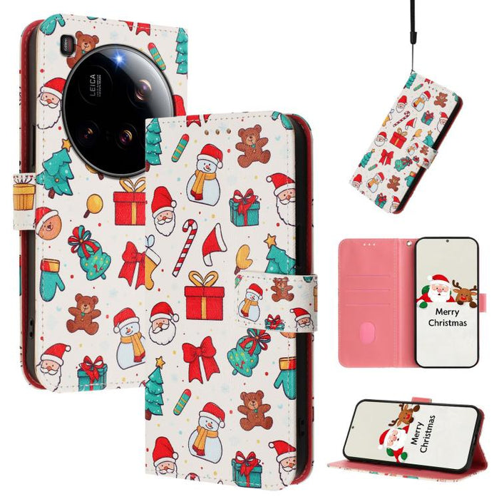 Funda para teléfono de piel con hebilla de la serie navideña y correa de mano., For Xiaomi 15T Pro 5G, For Xiaomi 15T 5G, For Xiaomi 15S Pro 5G, For Xiaomi Poco F7 / Redmi Turbo 4 Pro, For Xiaomi Poco F7 Ultra / Redmi K80 Pro                           ...