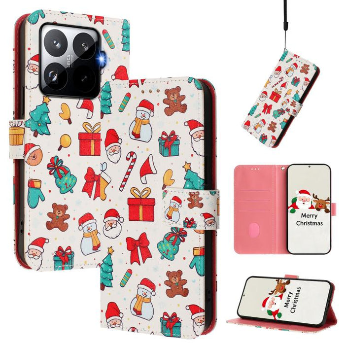 Funda para teléfono de piel con hebilla de la serie navideña y correa de mano., For Xiaomi 15T Pro 5G, For Xiaomi 15T 5G, For Xiaomi 15S Pro 5G, For Xiaomi Poco F7 / Redmi Turbo 4 Pro, For Xiaomi Poco F7 Ultra / Redmi K80 Pro                           ...