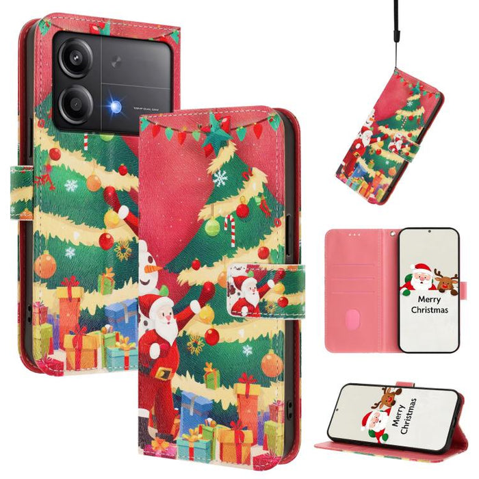 Funda para teléfono de piel con hebilla de la serie navideña y correa de mano., For Xiaomi 15T Pro 5G, For Xiaomi 15T 5G, For Xiaomi 15S Pro 5G, For Xiaomi Poco F7 / Redmi Turbo 4 Pro, For Xiaomi Poco F7 Ultra / Redmi K80 Pro                           ...