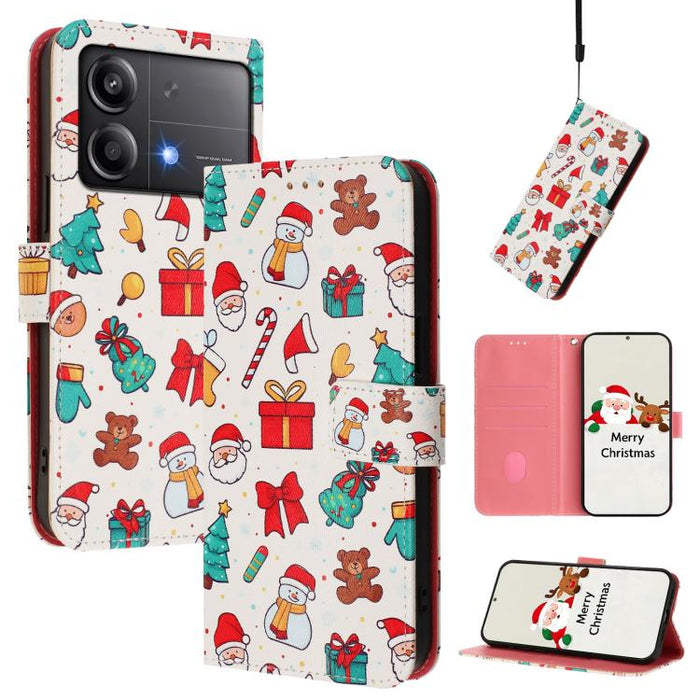 Funda para teléfono de piel con hebilla de la serie navideña y correa de mano., For Xiaomi 15T Pro 5G, For Xiaomi 15T 5G, For Xiaomi 15S Pro 5G, For Xiaomi Poco F7 / Redmi Turbo 4 Pro, For Xiaomi Poco F7 Ultra / Redmi K80 Pro                           ...