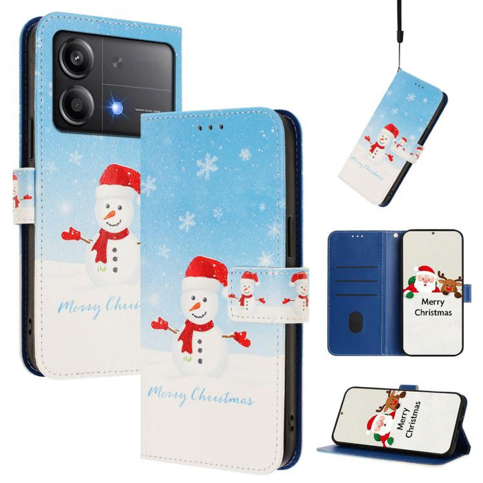 Funda para teléfono de piel con hebilla de la serie navideña y correa de mano., For Xiaomi 15T Pro 5G, For Xiaomi 15T 5G, For Xiaomi 15S Pro 5G, For Xiaomi Poco F7 / Redmi Turbo 4 Pro, For Xiaomi Poco F7 Ultra / Redmi K80 Pro                           ...