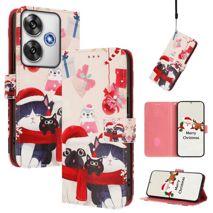 Funda para teléfono de piel con hebilla de la serie navideña y correa de mano., For Xiaomi 15T Pro 5G, For Xiaomi 15T 5G, For Xiaomi 15S Pro 5G, For Xiaomi Poco F7 / Redmi Turbo 4 Pro, For Xiaomi Poco F7 Ultra / Redmi K80 Pro                           ...