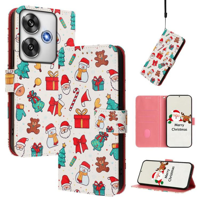 Funda para teléfono de piel con hebilla de la serie navideña y correa de mano., For Xiaomi 15T Pro 5G, For Xiaomi 15T 5G, For Xiaomi 15S Pro 5G, For Xiaomi Poco F7 / Redmi Turbo 4 Pro, For Xiaomi Poco F7 Ultra / Redmi K80 Pro                           ...