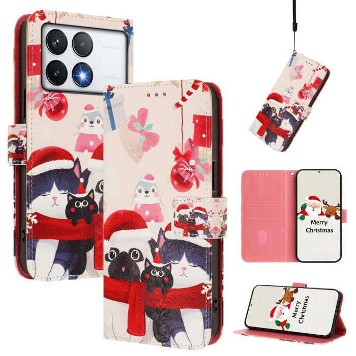 Funda para teléfono de piel con hebilla de la serie navideña y correa de mano., For Xiaomi 15T Pro 5G, For Xiaomi 15T 5G, For Xiaomi 15S Pro 5G, For Xiaomi Poco F7 / Redmi Turbo 4 Pro, For Xiaomi Poco F7 Ultra / Redmi K80 Pro                           ...
