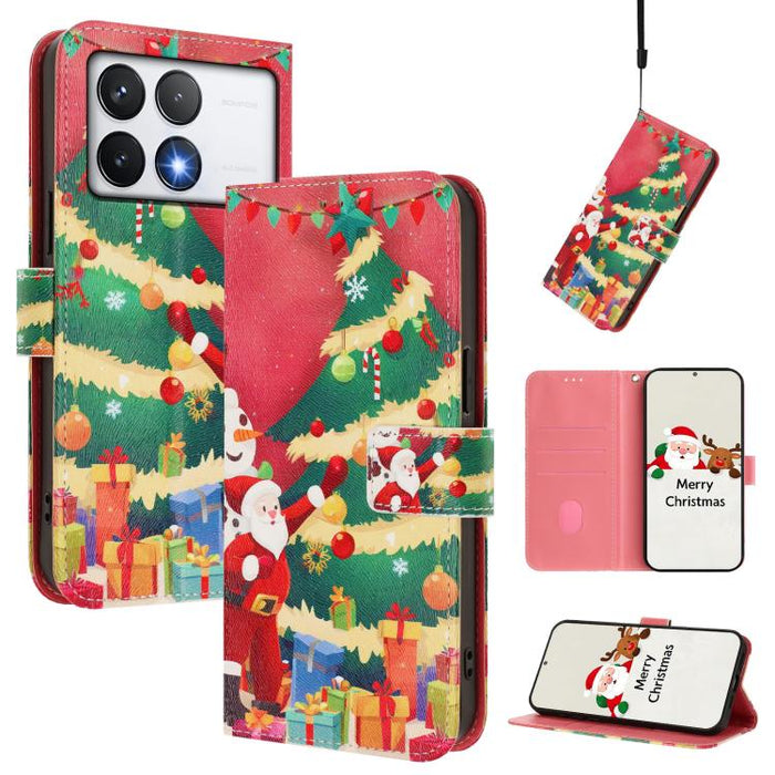 Funda para teléfono de piel con hebilla de la serie navideña y correa de mano., For Xiaomi 15T Pro 5G, For Xiaomi 15T 5G, For Xiaomi 15S Pro 5G, For Xiaomi Poco F7 / Redmi Turbo 4 Pro, For Xiaomi Poco F7 Ultra / Redmi K80 Pro                           ...